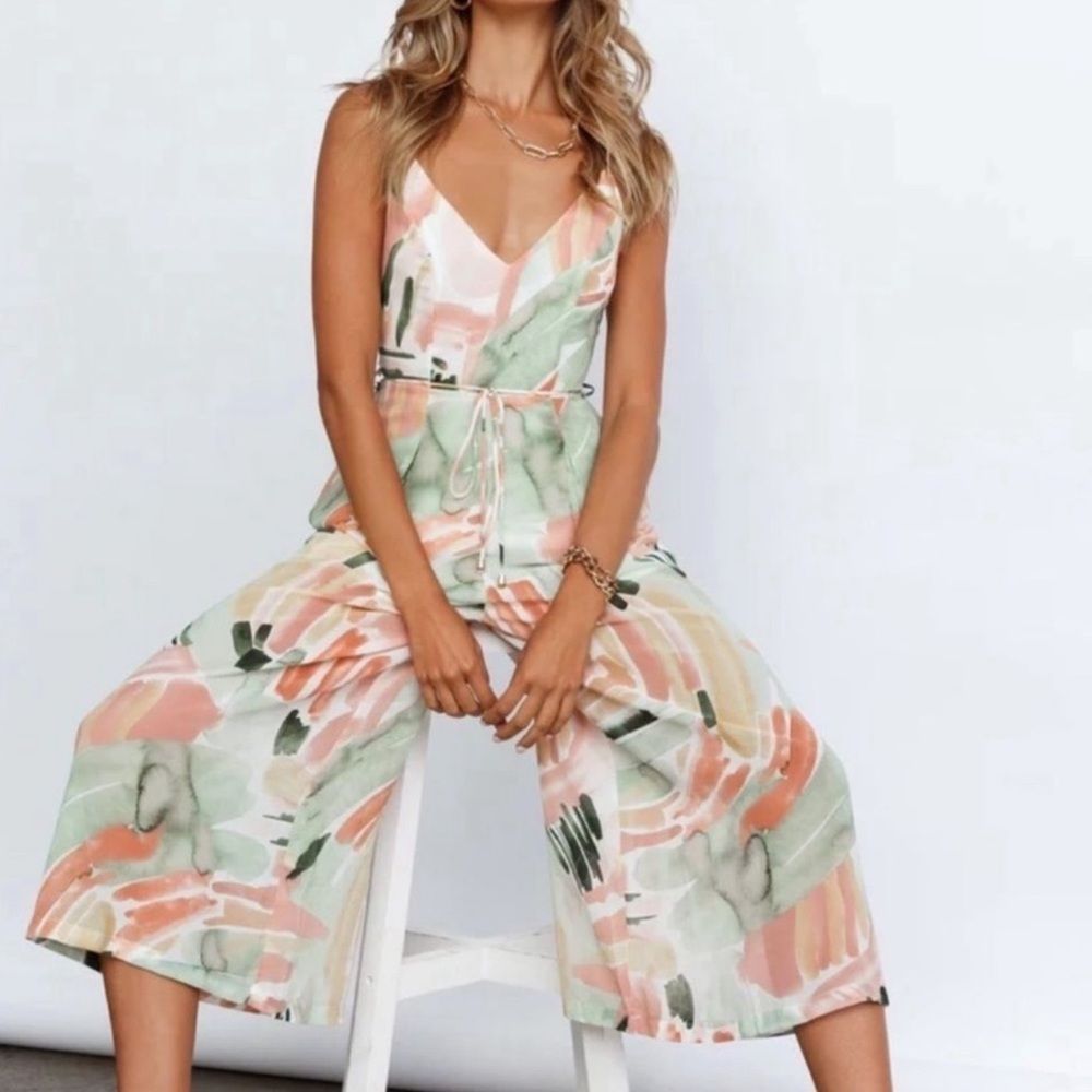 NWT Hello Molly wide flared leg gaucho sleeveless Jumpsuit size large